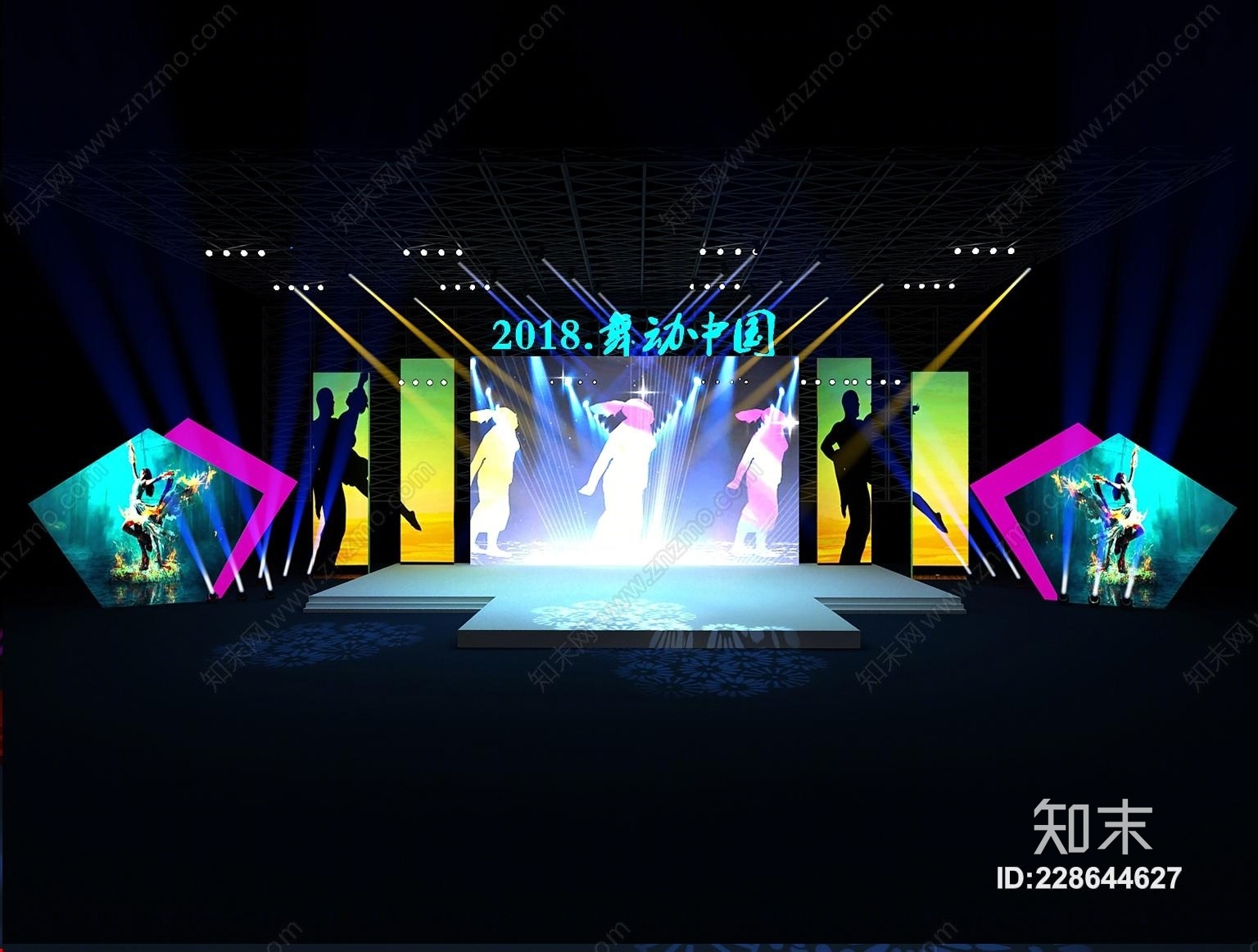 现代舞台灯光舞美3D模型下载【ID:228644627】