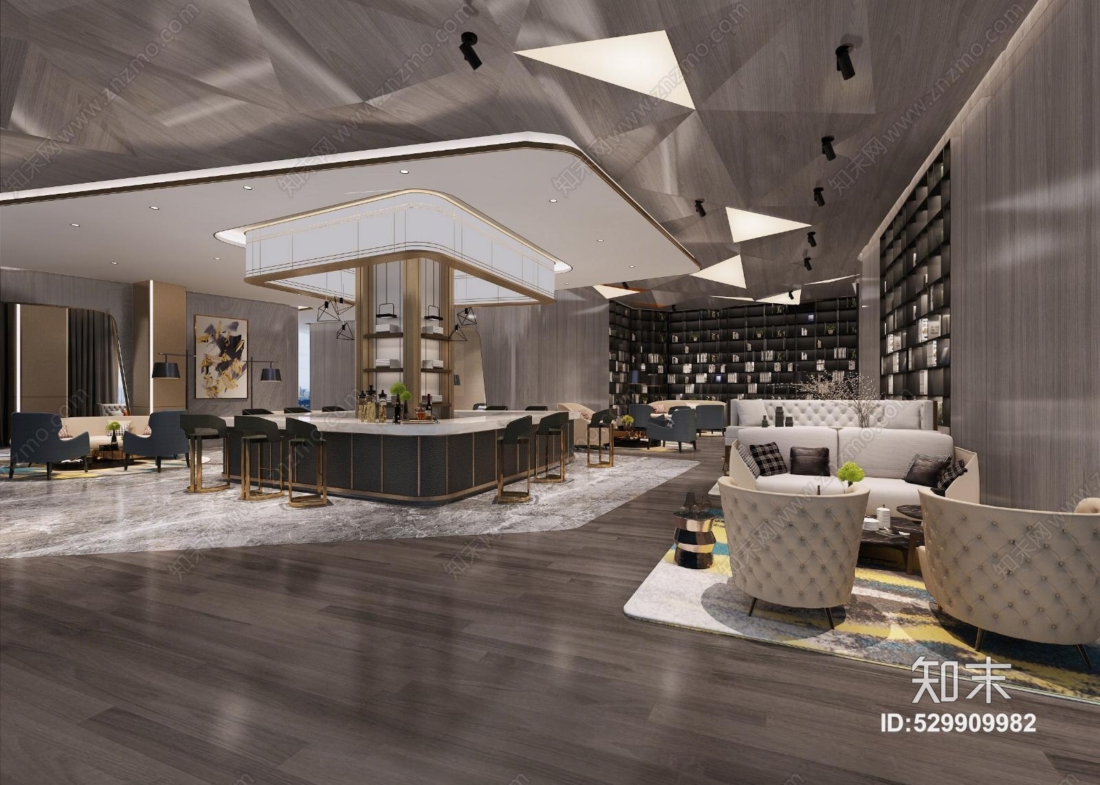 后现代售楼部休闲厅VIP室3D模型下载【ID:529909982】
