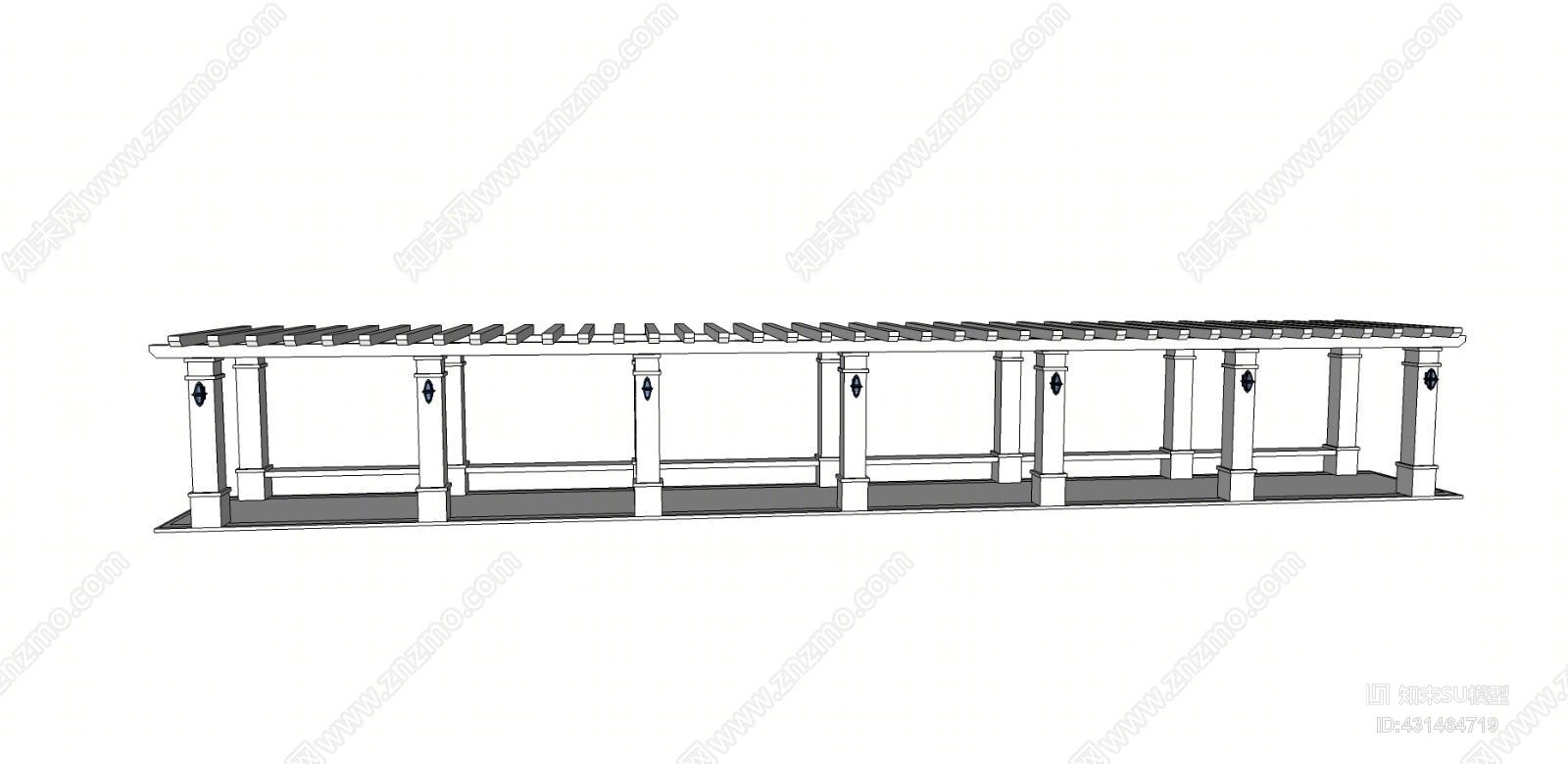 景观廊架素模型其他SU模型下载【ID:431464719】