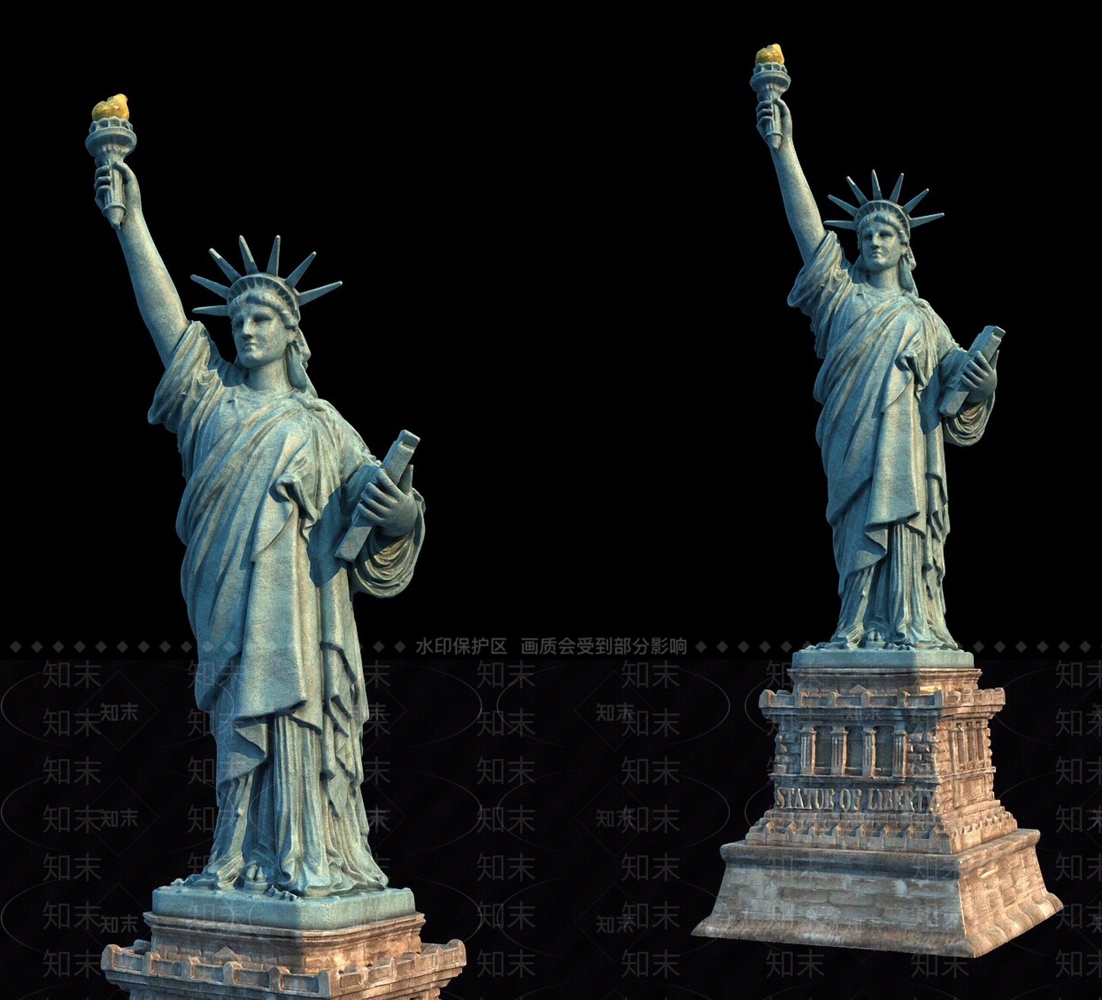 美式自由女神像雕塑3D模型下载【ID:833250364】