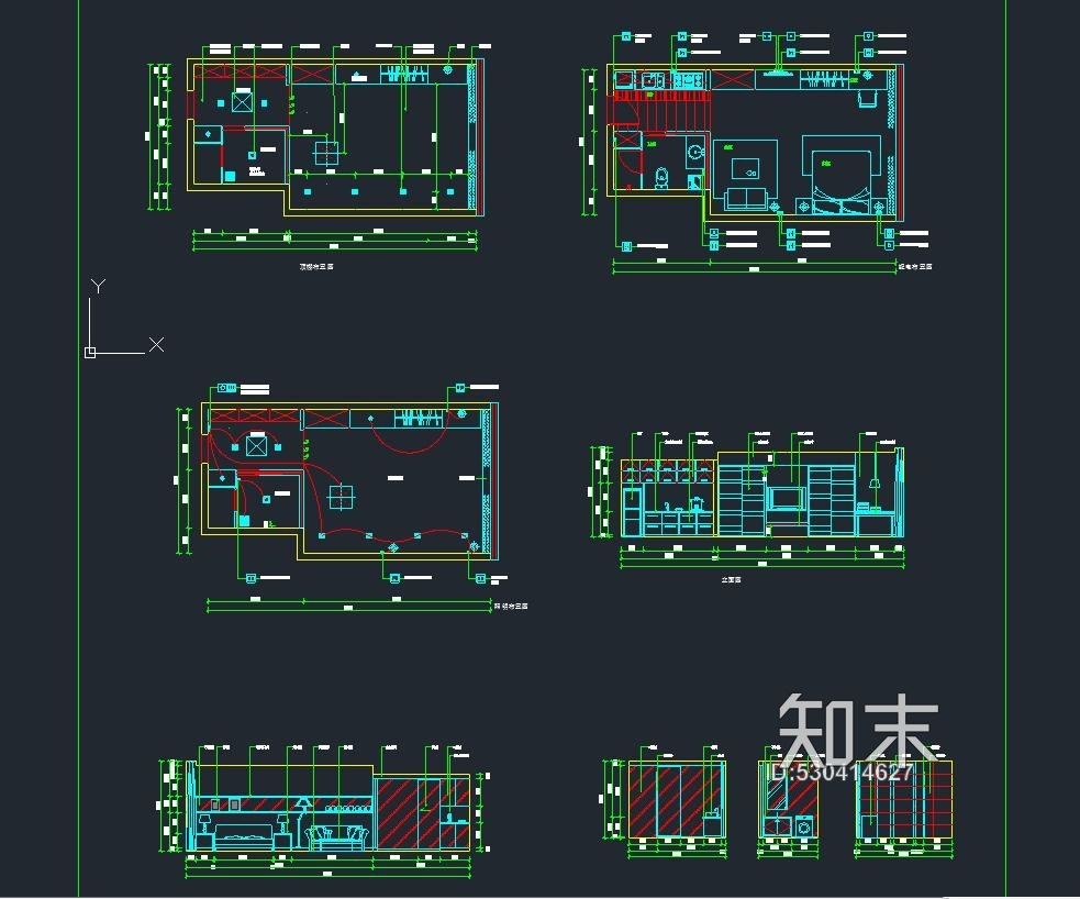 37m²公寓顶棚布置图施工图下载【ID:530414627】