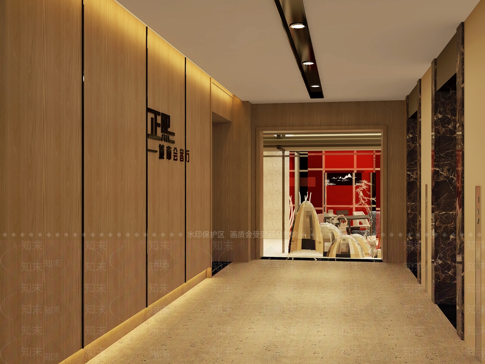 现代酒店电梯厅SU模型下载【ID:934787413】