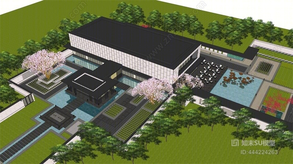 现代旭辉铂悦府售楼处SU模型下载【ID:444224263】