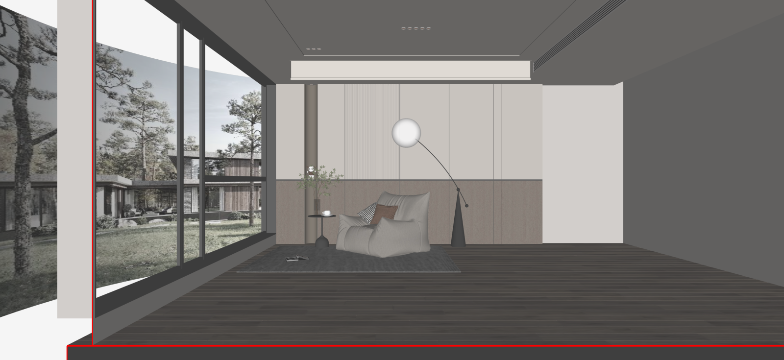 现代观景客厅SU模型下载【ID:1222192591】