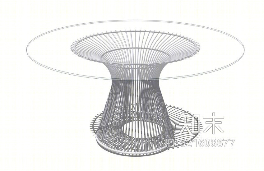玻璃圆餐桌SU模型下载【ID:621608677】