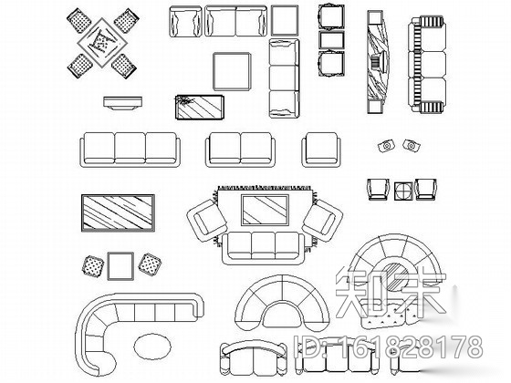 家具常用模型CAD图块下载cad施工图下载【ID:161828178】