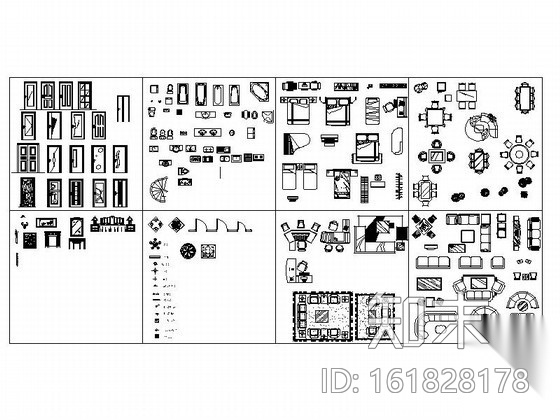 家具常用模型CAD图块下载cad施工图下载【ID:161828178】