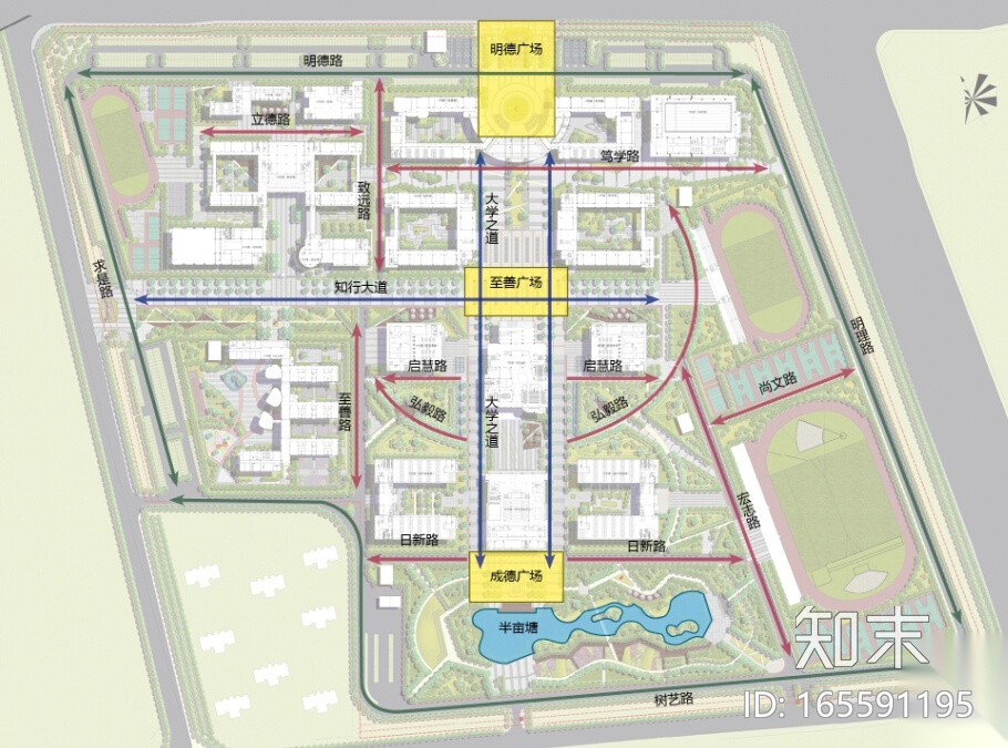 [安徽]综合性国际双语校园景观方案设计（详细）cad施工图下载【ID:165591195】