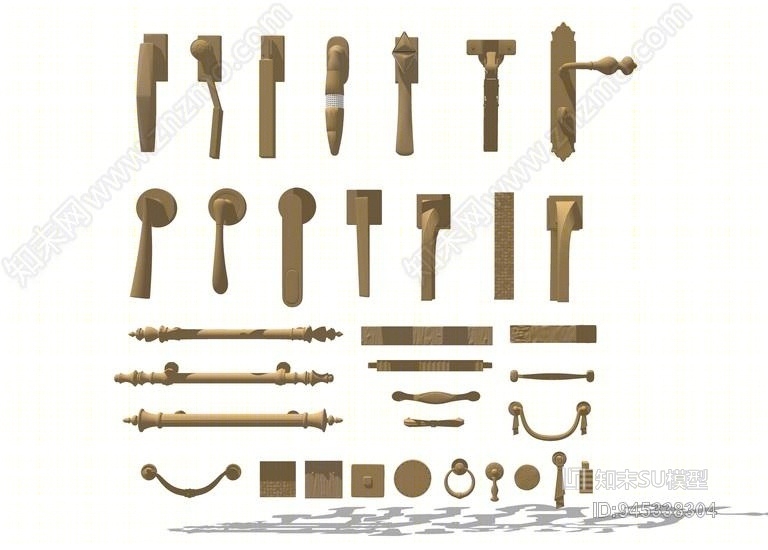 门把手组合SU模型下载【ID:945338304】