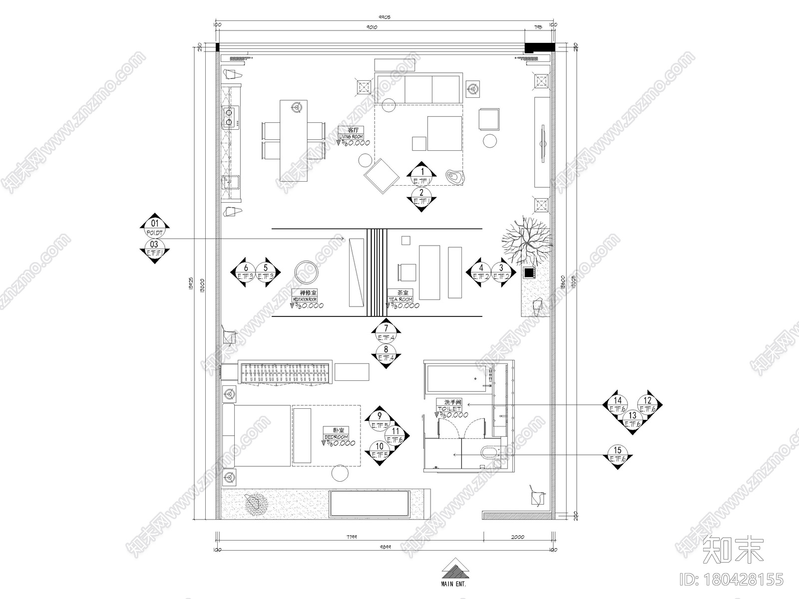 [北京]133㎡琚宾之家展示空间施工图+SU模型cad施工图下载【ID:180428155】