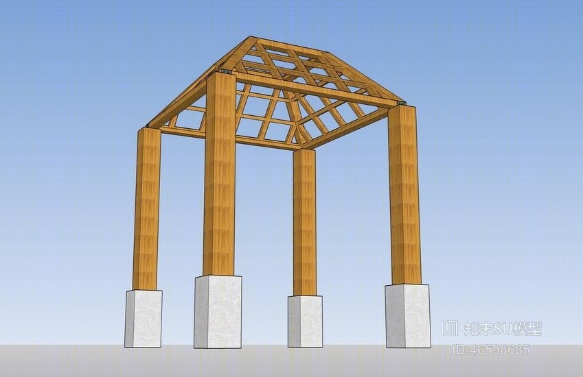木凉亭SU模型下载【ID:46598685】