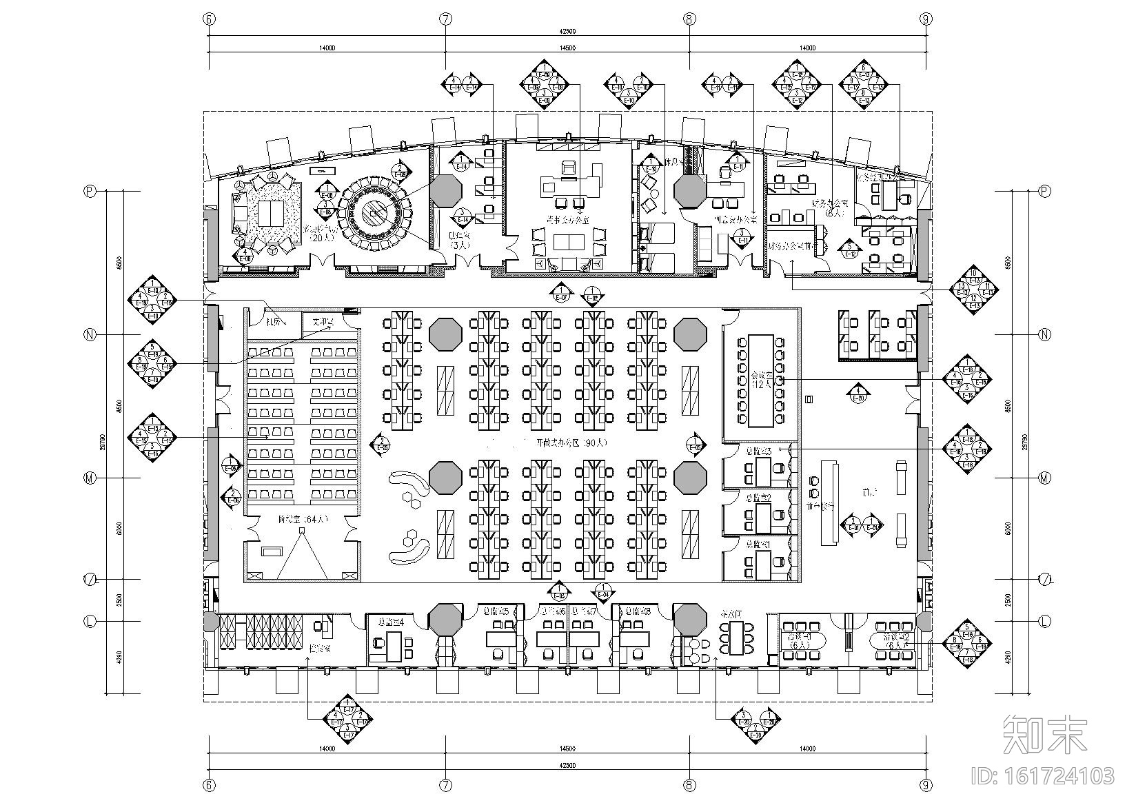 [广东]融通华都办公室空间室内设计竣工图施工图下载【ID:161724103】