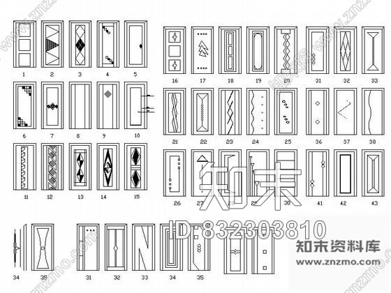 图块/节点家装各式门立面CAD图块下载施工图下载【ID:832303810】