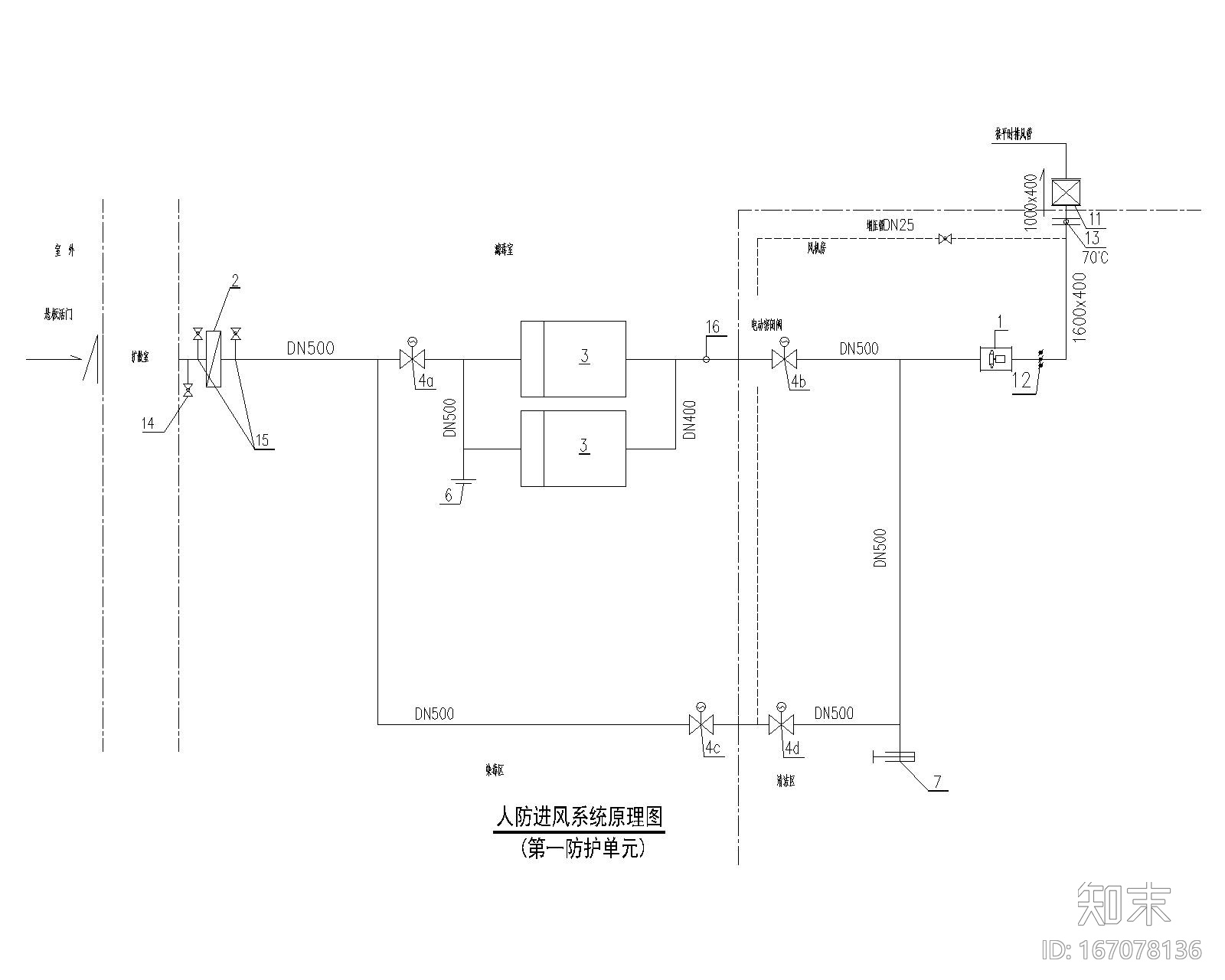 [广东]深圳某商业地下暖通施工图纸（含平时及战时系统...cad施工图下载【ID:167078136】