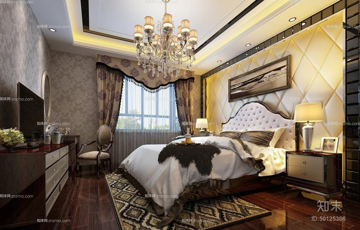 经典欧式铜艺吊灯3D模型下载【ID:50125386】