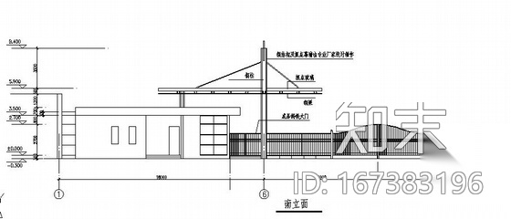 上大附中北大门建筑施工图cad施工图下载【ID:167383196】