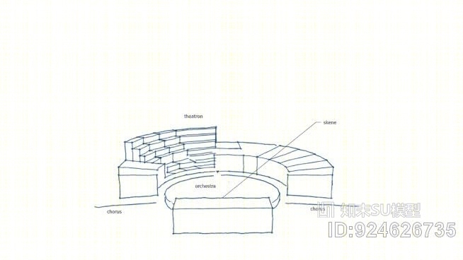 古希腊希腊圆形剧场SU模型下载【ID:924626735】