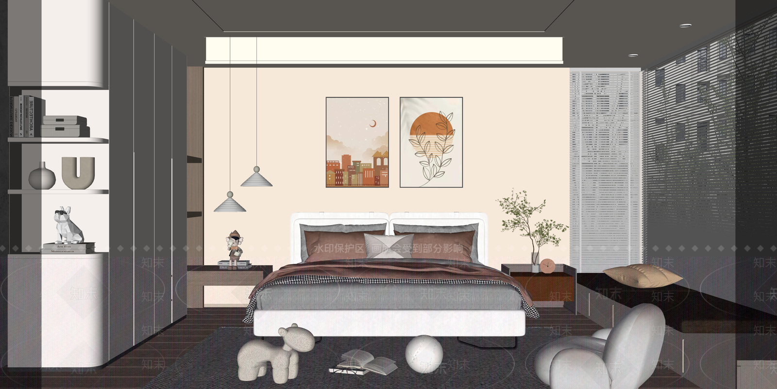 现代家居卧室SU模型下载【ID:1215200370】