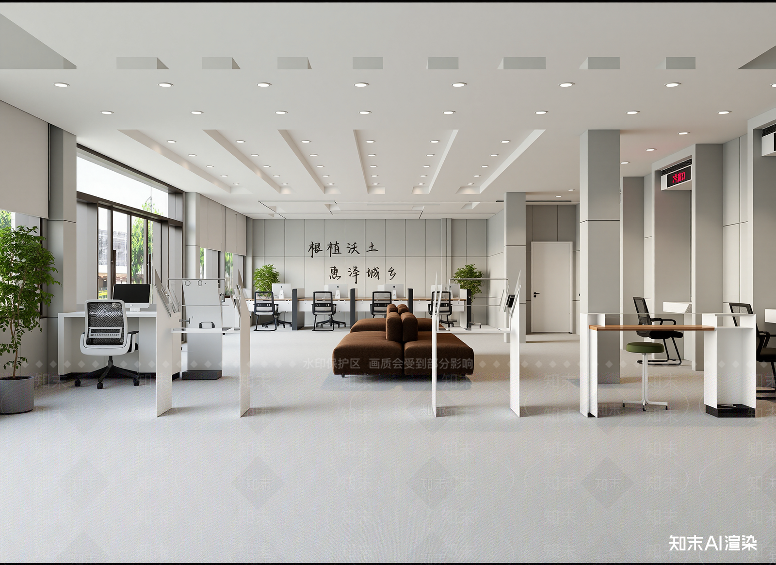 现代办公大厅3D模型下载【ID:1214459196】