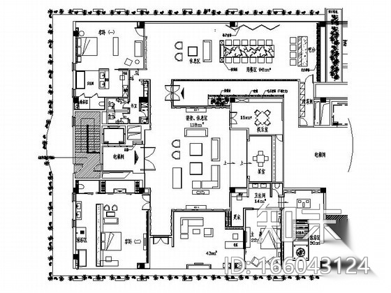 [江苏]新中式豪华高档套房装修设计CAD施工图（含效果...施工图下载【ID:166043124】