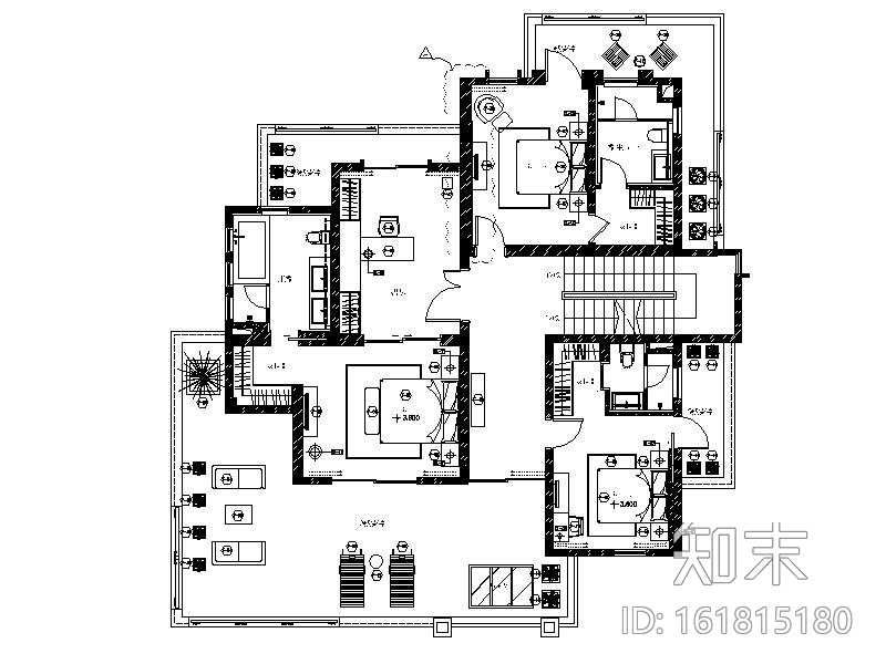 [江苏]自然天成简约样板别墅室内设计施工图cad施工图下载【ID:161815180】