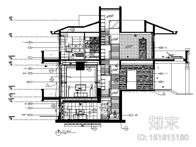 [江苏]自然天成简约样板别墅室内设计施工图cad施工图下载【ID:161815180】