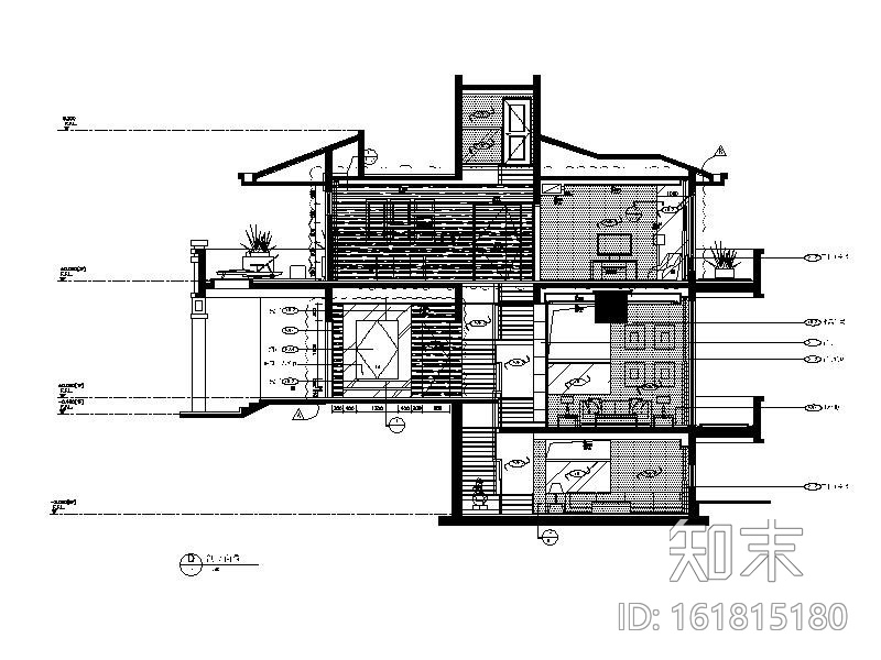 [江苏]自然天成简约样板别墅室内设计施工图cad施工图下载【ID:161815180】