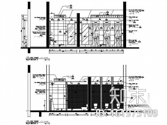 四合院度假酒店卫生间装修施工图cad施工图下载【ID:161975109】