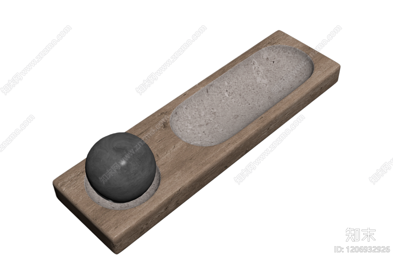 木托盘石球装饰3D模型下载【ID:1206932926】