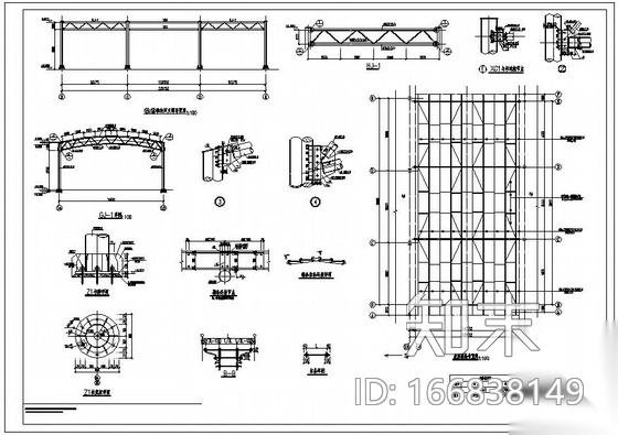 某三层钢管桁架框架厂房结构设计图施工图下载【ID:166838149】