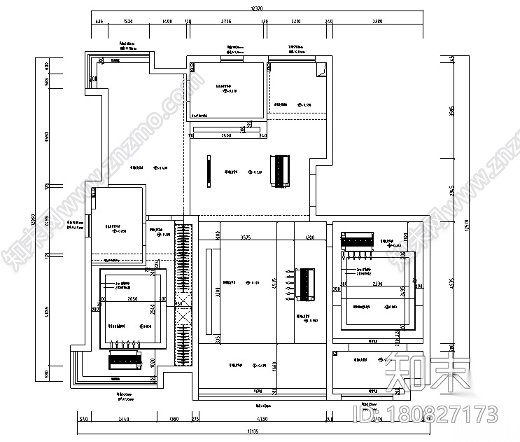 [江苏]简洁黑白灰空间样板房设计施工图（附效果图）cad施工图下载【ID:180827173】