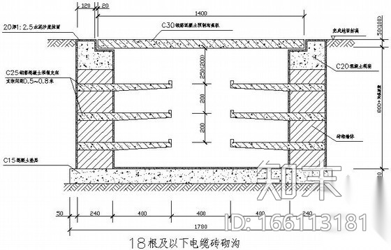 各种常见电缆砖砌沟大样图cad施工图下载【ID:166113181】