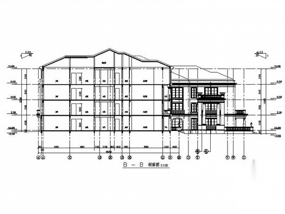 某四层欧式新古典风格花园洋房建筑方案图cad施工图下载【ID:166216195】