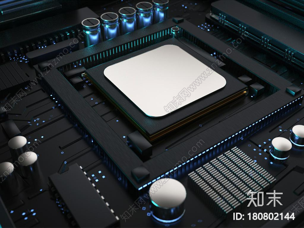 暗黑色系科技电路板芯片主题CG模型下载【ID:180802144】