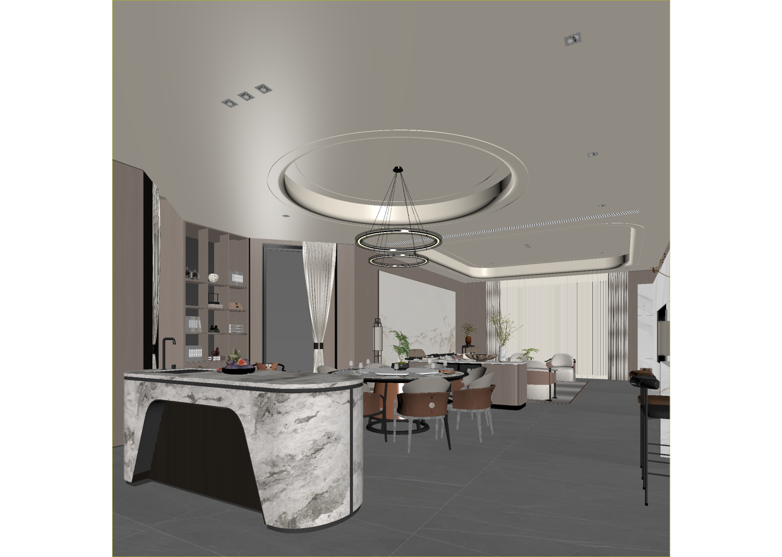 新中式酒店餐厅3D模型下载【ID:1215027433】