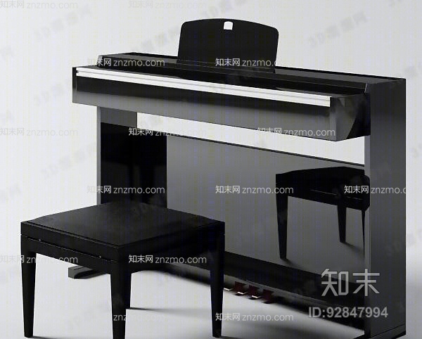 黑色木艺钢琴3D模型下载【ID:92847994】