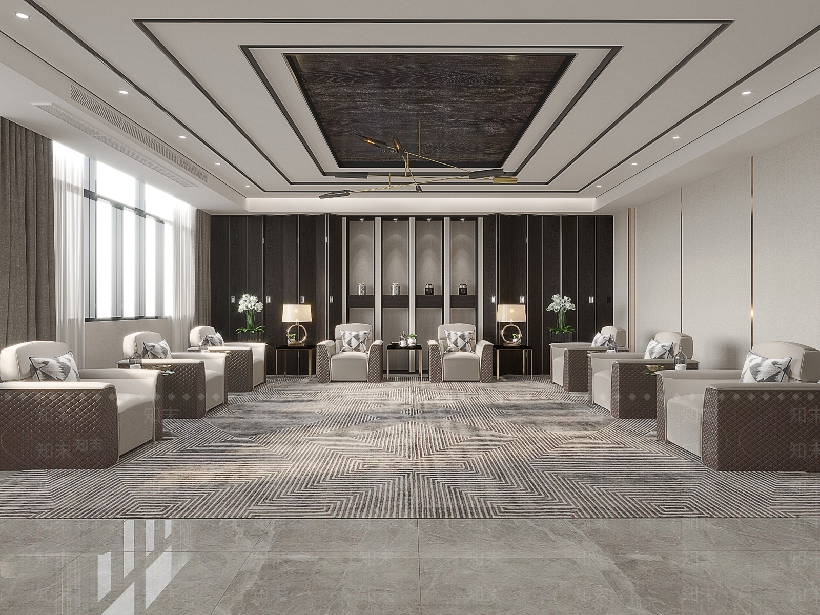 现代酒店接待室会客室3D模型下载【ID:983501094】