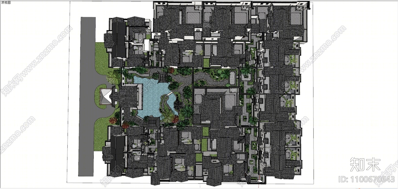 中式四合院SU模型下载【ID:1100670643】