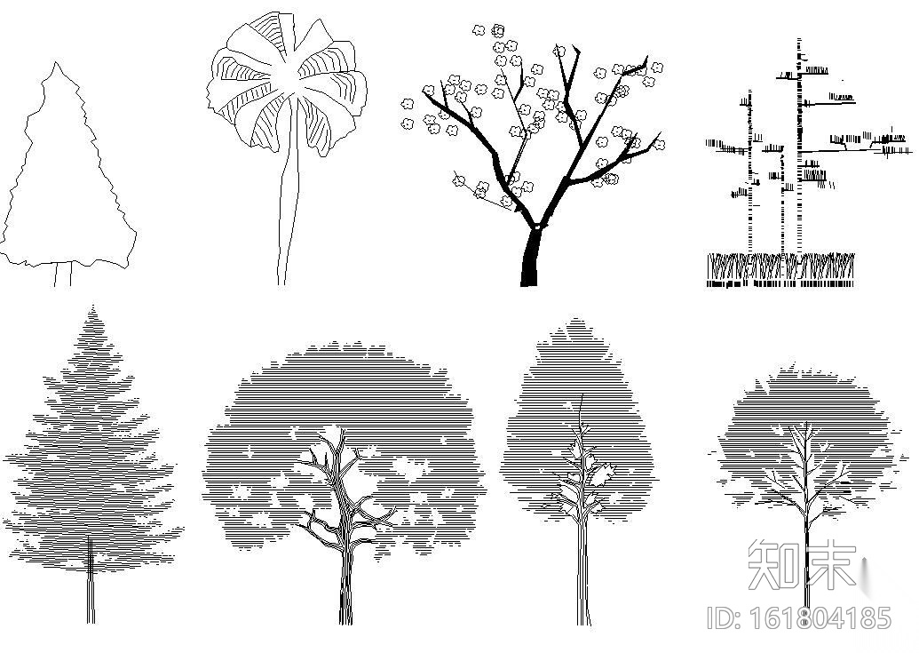 CAD景观植物图例cad施工图下载【ID:161804185】