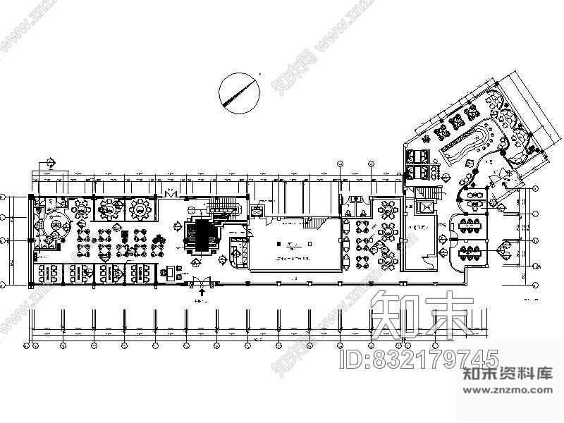 中餐厅平面图cad施工图下载【ID:832179745】