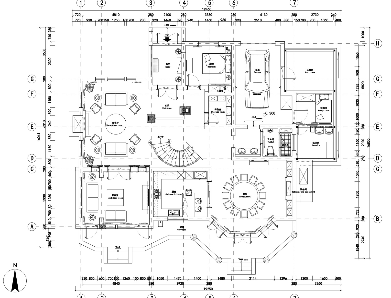 两层美式风格别墅室内装修施工图+效果图cad施工图下载【ID:160117135】