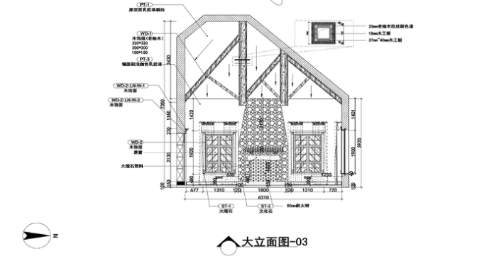 两层美式风格别墅室内装修施工图+效果图cad施工图下载【ID:160117135】