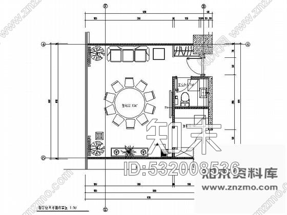 施工图现代办公楼餐厅小包间装修图cad施工图下载【ID:532008536】