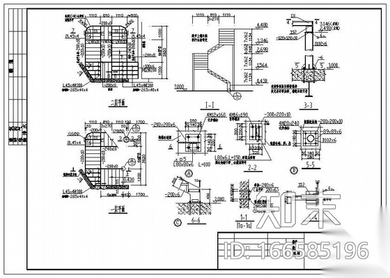 某土建结构上增加钢梯结构施工图cad施工图下载【ID:166585196】