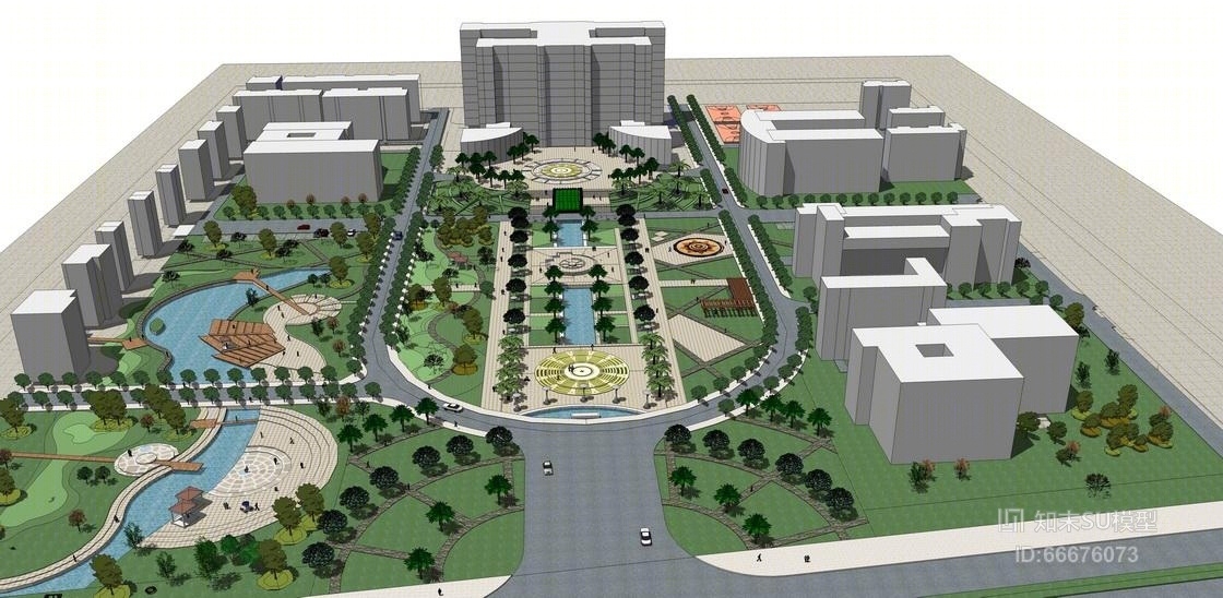 大学广场SU模型下载【ID:66676073】