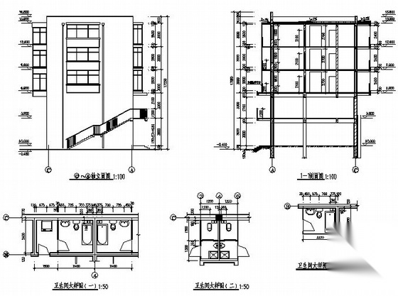 某市场四层综合楼建筑施工图cad施工图下载【ID:165142135】