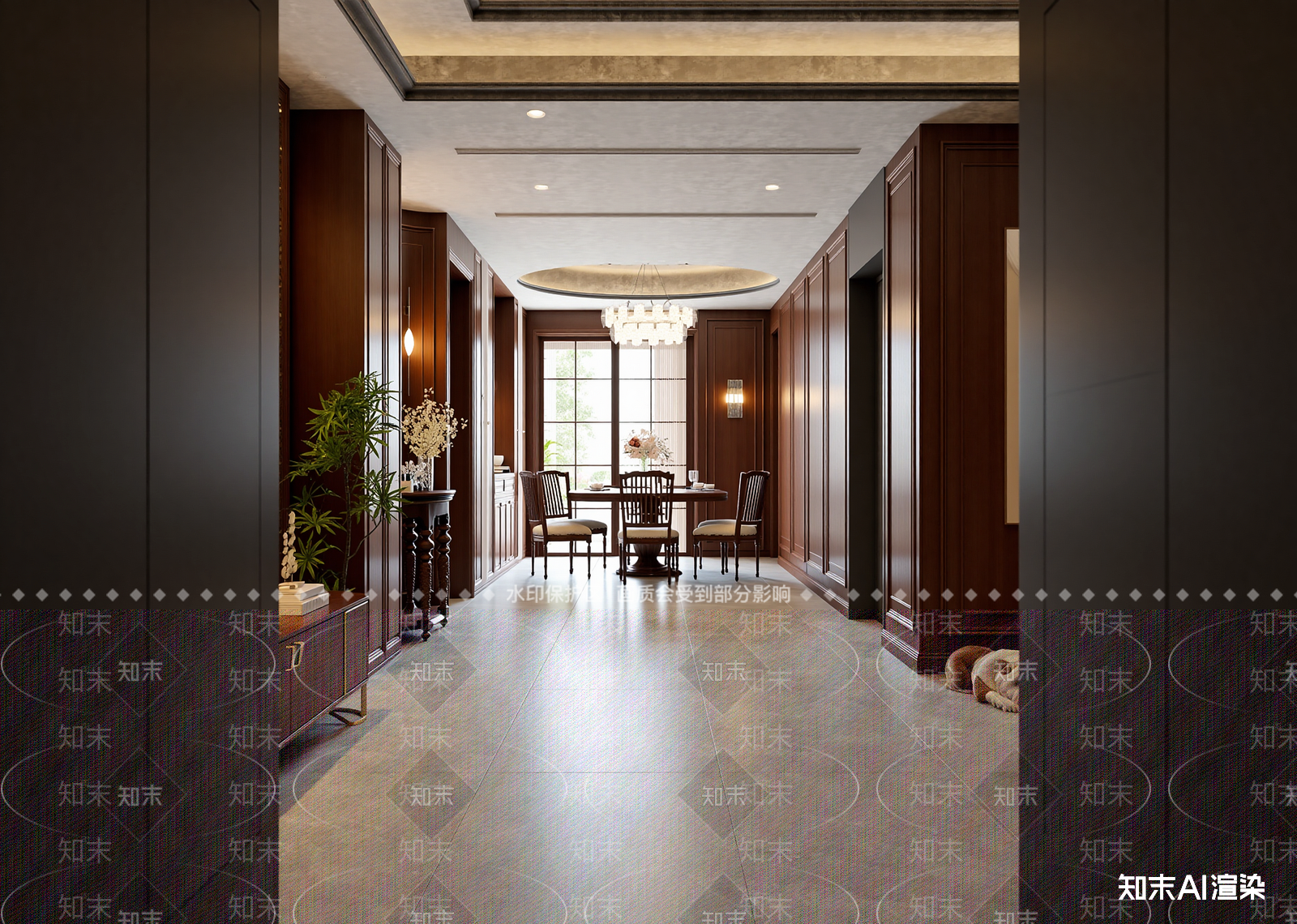 美式别墅餐厅3D模型下载【ID:1214657947】
