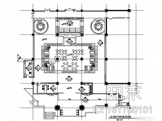 酒店中餐厅散座区装修图cad施工图下载【ID:161780101】