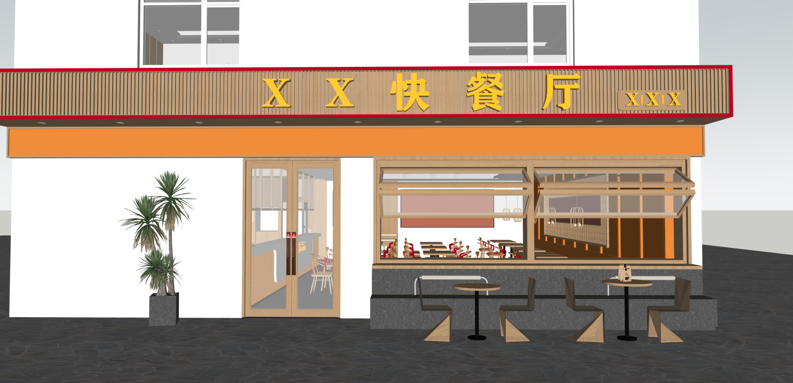 新中式快餐店SU模型下载【ID:1216057911】