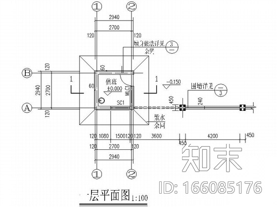 [合肥]某村落围墙及大门建筑施工图cad施工图下载【ID:166085176】